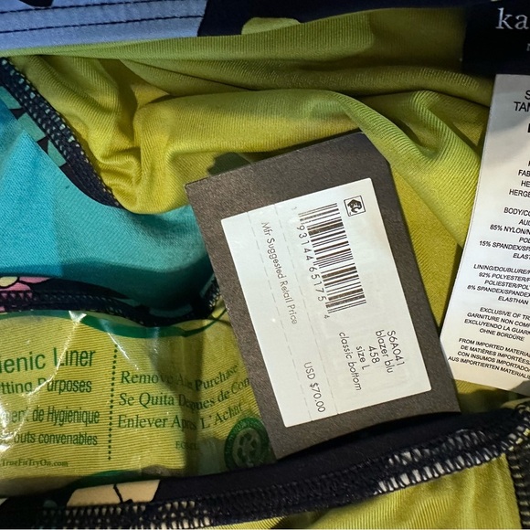 Kate Spade Navy and Green Floral Bikini Large Halter Top High Cut Bottom New - Picture 10 of 10